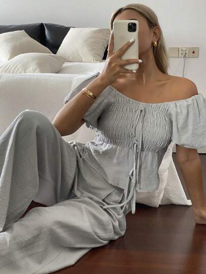 DAZY مجموعة قميص وبنطلون 2 قطعة للنساء، طراز محايد للمدينة والوقت الحر، بلا أكمام وفضفاضة مناسبة للصيف