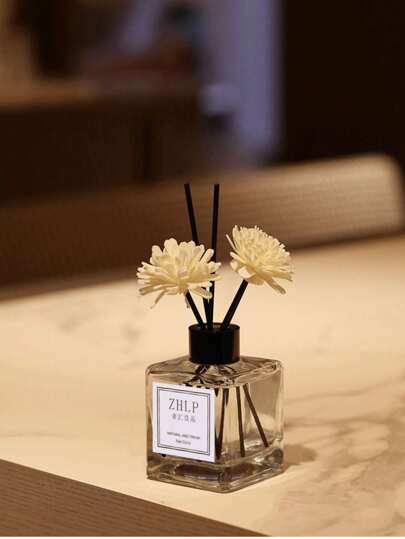 1 قطعة 50مل، طقم عطور أريوما-ثيرابي خال من النيران، عطر منزلي، يمكن استخدامه في السيارة والمكتب وغرفة المعيشة كمعطر هواء ومزيل روائح، وتنقية الهواء، مناسب كهدية لعيد الزواج أو عيد الحب، 2 قطع من الزهور الزخرفية