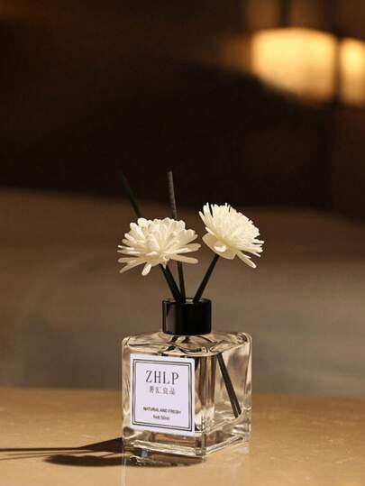 1 قطعة 50مل، طقم عطور أريوما-ثيرابي خال من النيران، عطر منزلي، يمكن استخدامه في السيارة والمكتب وغرفة المعيشة كمعطر هواء ومزيل روائح، وتنقية الهواء، مناسب كهدية لعيد الزواج أو عيد الحب، 2 قطع من الزهور الزخرفية
