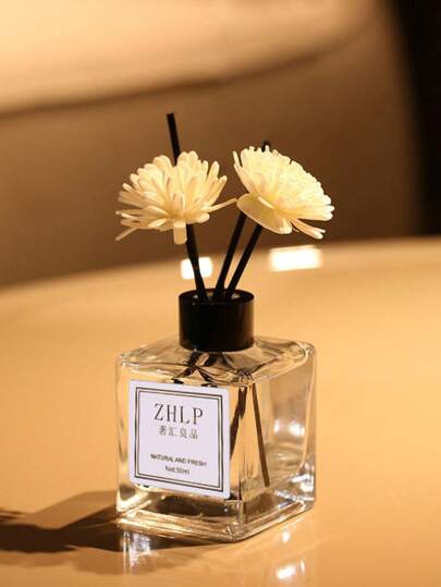 1 قطعة 50مل، طقم عطور أريوما-ثيرابي خال من النيران، عطر منزلي، يمكن استخدامه في السيارة والمكتب وغرفة المعيشة كمعطر هواء ومزيل روائح، وتنقية الهواء، مناسب كهدية لعيد الزواج أو عيد الحب، 2 قطع من الزهور الزخرفية