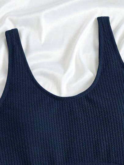 مايوه حريمي قطعة واحدة Swim Basics بيكيني قطعة واحدة بلون أحادي مقطع على الخصر للنساء ، مناسب للعطلات