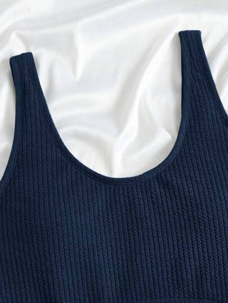 مايوه حريمي قطعة واحدة Swim Basics بيكيني قطعة واحدة بلون أحادي مقطع على الخصر للنساء ، مناسب للعطلات