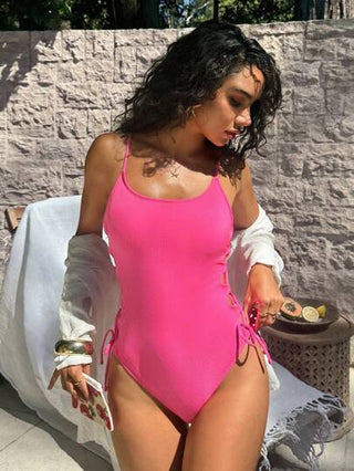 مايوه حريمي قطعة واحدة Swim بدلة سباحة قطعة واحدة بأربطة متقاطعة على الجوانب مناسبة للعطلات والشاطئ