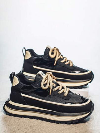 أحذية رياضية أنيقة للرجال بنعل سميك قابل للشد من الأعلى، مريحة وذات مطاطية عالية ، مانعة للانزلاق، مناسبة للأنشطة اليومية والخارجية، أحذية كاجوال بتصميم بسيط من الشبكة