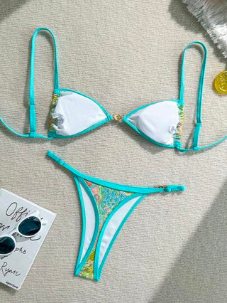 Swim Mod مجموعة من قطعتين من ملابس السباحة للنساء للعطلات الشاطئية وحزب عيد الحب ،بكيني متعدد الألوان بطباعة