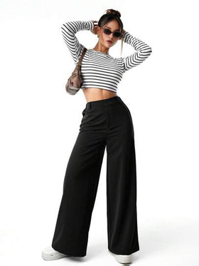 SHEIN Sparklyn بنطلون فضفاض ذو لون ثابت أنيق للمراهقات