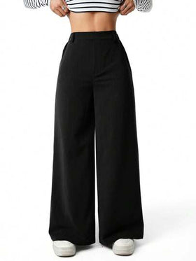 SHEIN Sparklyn بنطلون فضفاض ذو لون ثابت أنيق للمراهقات