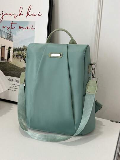 حقيبة ظهر كبيرة السعة بلون أحادي بطراز كلاسيكي مضادة للسرقة شنطه جامعه شنط جامعات شنطة ظهر للسفر حقيبه جامعه
