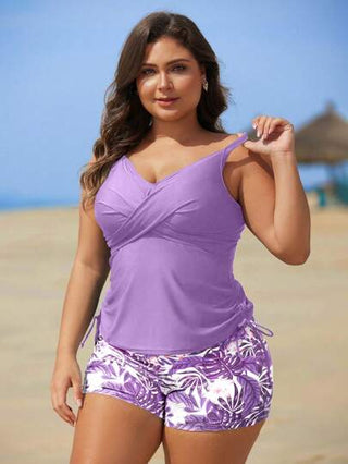 Swim Lushoire 2 حبة أزياء سباغيتي عشوائية لسيدات كبيرات الحجم تغطي البطن ملابس السباحة