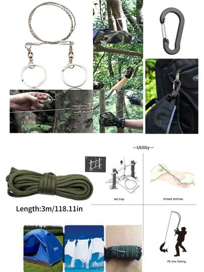 6/8/10 قطعة مجموعة أدوات البقاء في الطبيعة مجموعة كاملة من معدات البقاء في البرية، صندوق SOS طقم البقاء في الحالات الطارئة