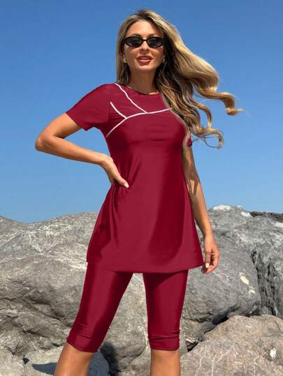 طقم تانكيني حريمي Swim Mulvari آنسة أنيقة متواضعة رياضية كامي تانكيني بكيني