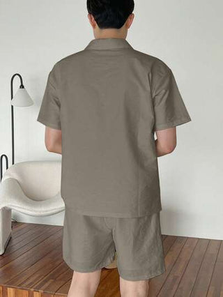 ملابس رجالي DAZY طقم قميص بولو أكمام قصيرة ذو لون أحادي وشورت رجالي للصيف