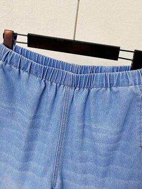 SHEIN جينز جينز مرن خفيف الوزن قصري لفصلي الربيع والصيف للفتيات المراهقات