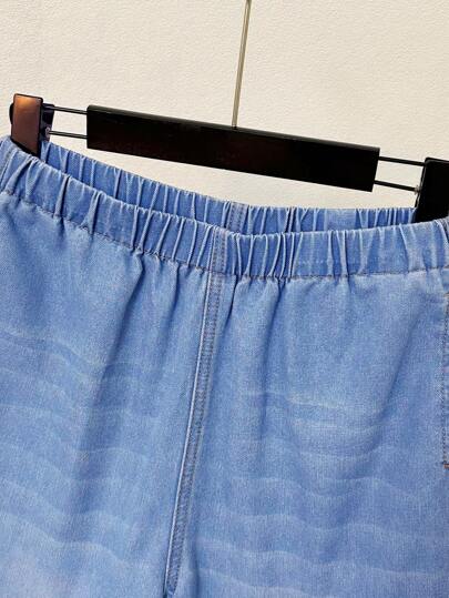 SHEIN جينز جينز مرن خفيف الوزن قصري لفصلي الربيع والصيف للفتيات المراهقات