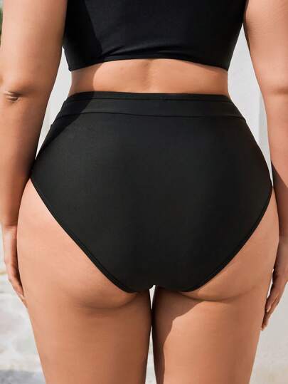 Swim Basics بكيني مقاس كبير للنساء لون أسود مناسب للاستخدام اليومي واستخدام العطلات