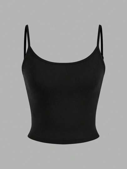 EZwear 4 قطع/مجموعة من بلوزات ضيقة سوداء مقصرة الأكمام للنساء، ملابس كاجوال للصيف