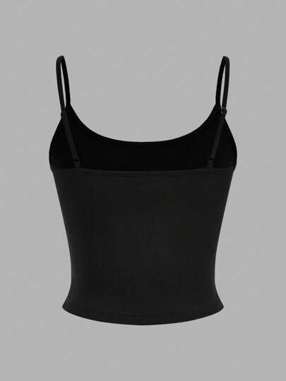 EZwear 4 قطع/مجموعة من بلوزات ضيقة سوداء مقصرة الأكمام للنساء، ملابس كاجوال للصيف