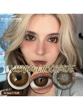 عدسات لاصقة ملونة للعيون من EYESHARE، 2 حبة/زوج، عدسات عيون شوكولاتة، عدسات رمادية جميلة، عدسات زرقاء موضة، عدسات لينة بنية، عدسات تجميلية للمكياج، للاستخدام السنوي، مقاس 14.5 مم، مناسبة لأزياء هالوين وتنكر