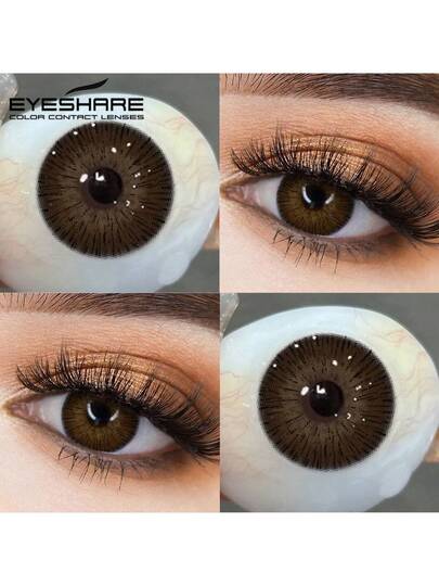عدسات لاصقة ملونة للعيون من EYESHARE، 2 حبة/زوج، عدسات عيون شوكولاتة، عدسات رمادية جميلة، عدسات زرقاء موضة، عدسات لينة بنية، عدسات تجميلية للمكياج، للاستخدام السنوي، مقاس 14.5 مم، مناسبة لأزياء هالوين وتنكر