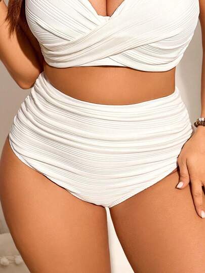 Swim Chiccia قطعة سفلية لملابس السباحة من القماش المحبوك الصلب المخروطة للنساء ذوات الحجم الكبير، مناسبة للارتداء اليومي والعطلات