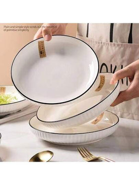 طقم صحون سيراميك للسلطة - طبق عشاء بقطر 7 بوصة ، طبق دائري بقطر 7 بوصة ، مناسب للمعكرونة والسلطة والحلويات والسوشي - طقم أدوات مائدة متعددة الاستخدامات للتناول والتجمعات العائلية والمناسبات والشواء - أدوات مائدة مناسبة لجميع المواسم