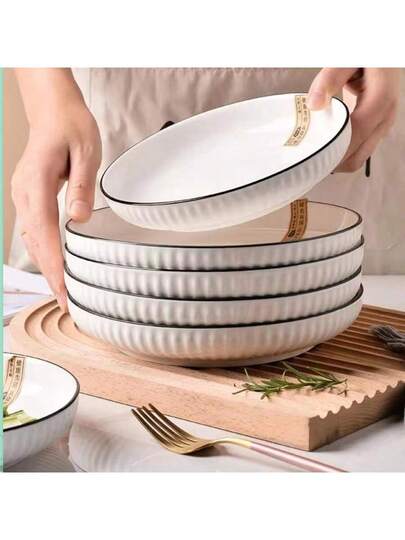 طقم صحون سيراميك للسلطة - طبق عشاء بقطر 7 بوصة ، طبق دائري بقطر 7 بوصة ، مناسب للمعكرونة والسلطة والحلويات والسوشي - طقم أدوات مائدة متعددة الاستخدامات للتناول والتجمعات العائلية والمناسبات والشواء - أدوات مائدة مناسبة لجميع المواسم