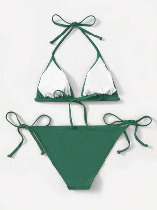 Swim Basics طقم بكيني بلون واحد، أربطة حول الرقبة قطعتان