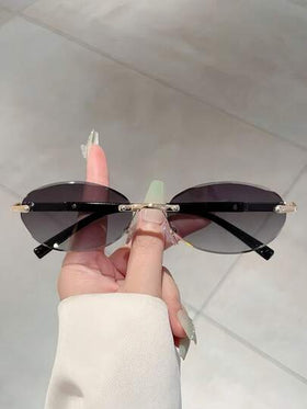 نظارات نسائية جديدة بدون حواف من البلوري، نظارات سوداء ذات إحساس متقدم بسيطة مع عدسات متعددة الألوان، أكواب فاخرة مناسبة للسفر والفراغ والديكور الأزياء، ملابس كاجوال الأعمال، أساسيات Y2k، إكسسوارات شاطئ كاجول، نظارة أزياء زينك كل شيء للصيف والشاطئ والعطلا
