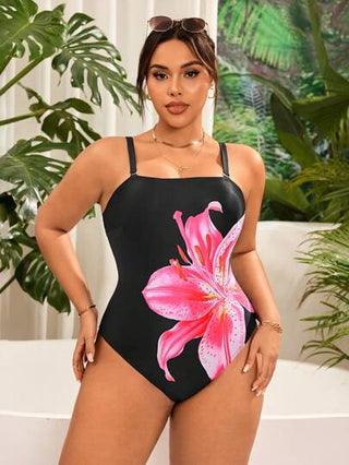 Swim Vcay بدلة سباحة منفصلة القطع بحزام قابل للإزالة وطبعات زهور الليلي للنساء ذوات الأحجام الكبيرة للأجازات الصيفية والشاطئ