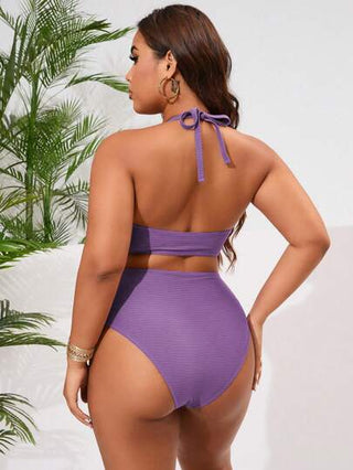 SHEIN Slayr CURVE مايوه تانكيني من قطعتين موحد اللون للنساء ذوات الحجم الكبير للشاطئ والمنتجعات