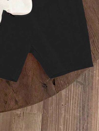 طقم ملابس للبنات الرضع من تي شيرت قصير الأكمام بياقة مستديرة مطبوع عليه الفيونكة ، وشورت أسيل مضفر قطعتين، ملابس منزلية بنقشة فيونكة سوداء ملابس بنات رضع كاجوال