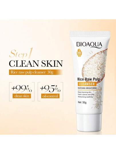BIOAQUA مجموعة العناية بالبشرة بمصل الأرز المكونة من 5 قطع، ملابس السفر، حمل معك، مجموعة هدايا منتجات العناية بالبشرة المرطبة، صندوق هدايا، مرطب وملطف بشرة يومي، منظف وجه، كريم ليلي