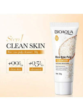 BIOAQUA مجموعة العناية بالبشرة بمصل الأرز المكونة من 5 قطع، ملابس السفر، حمل معك، مجموعة هدايا منتجات العناية بالبشرة المرطبة، صندوق هدايا، مرطب وملطف بشرة يومي، منظف وجه، كريم ليلي