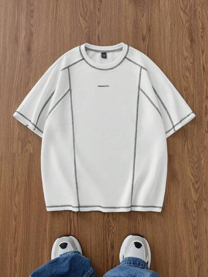 Manfinity Unisex قميص تي شيرت كاجوال فضفاض بأكمام قصيرة مصنوع من الأقمشة المحبوكة، مناسب للاستخدام اليومي والشباب، صيفي، للأزواج