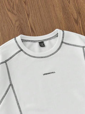 Manfinity Unisex قميص تي شيرت كاجوال فضفاض بأكمام قصيرة مصنوع من الأقمشة المحبوكة، مناسب للاستخدام اليومي والشباب، صيفي، للأزواج
