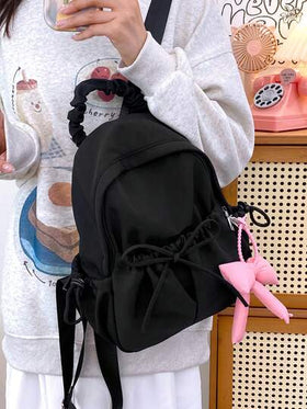 Hatastic حقيبة ظهر كبيرة السعة خفيفة الوزن، حقيبة ظهر متعددة الوظائف مزينة بفيونكة، حقيبة ظهر للطالبات مع قلادة فيونكة، حقيبة ظهر للسفر اليومي، سعة كبيرة، أشرطة قابلة للتعديل، مناسبة للخريجين والمراهقات والطلاب في الجامعة والمدرسة الثانوية، مثالية للأنشطة