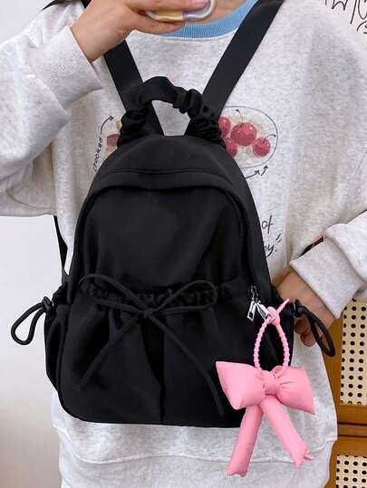 حقيبة ظهر سعة كبيرة وخفيفة الوزن، حقيبة ظهر متعددة الأغراض مع زخرفة فيونكة، حقيبة ظهر للطلاب والسفر اليومي، سعة كبيرة، أشرطة كتف قابلة للتعديل، مناسبة للخريجين والمراهقات وطلاب الجامعة والمدارس الثانوية، مثالية للأنشطة الخارجية والعودة إلى المدرسة والسفر