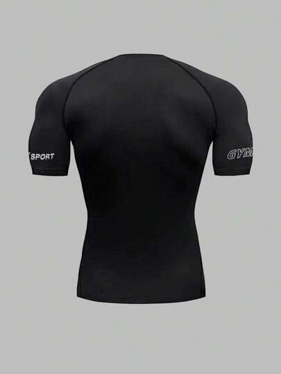 Manfinity Sport Corelite تي شيرت رياضي آستنس قصير الأكمام مع طباعة رسم العنكبوت للرجال