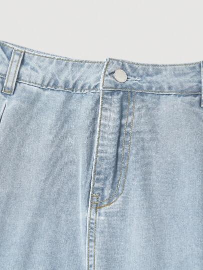 SHEIN MOD تنورة جينز نسائية فضفاضة طويلة كاجوال باللون الأزرق