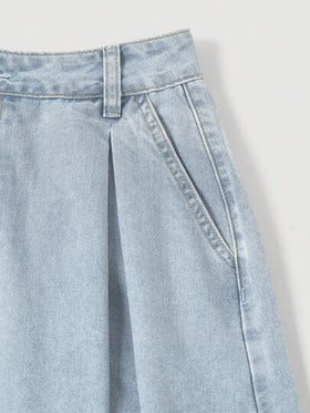 SHEIN MOD تنورة جينز نسائية فضفاضة طويلة كاجوال باللون الأزرق