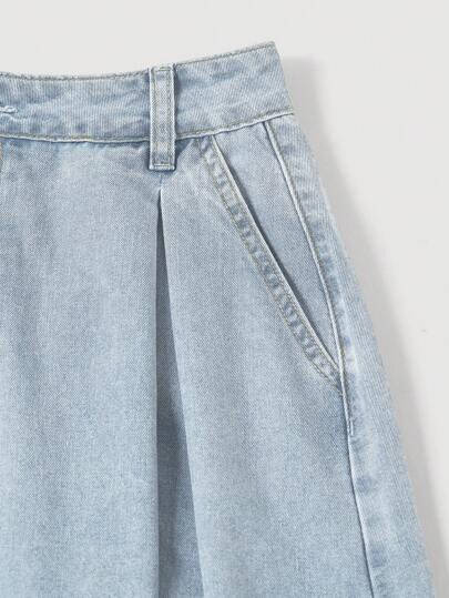 SHEIN MOD تنورة جينز نسائية فضفاضة طويلة كاجوال باللون الأزرق