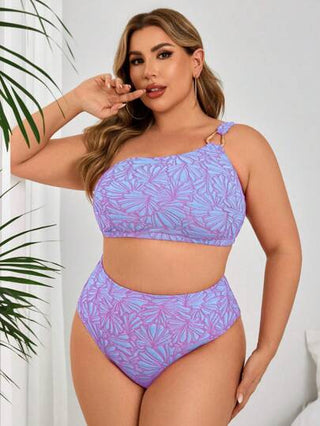 Swim Chiccia مجموعة بكيني للمرأة البدينة قطعتين من لون واحد بأربطة كتف بسيطة للعطلات