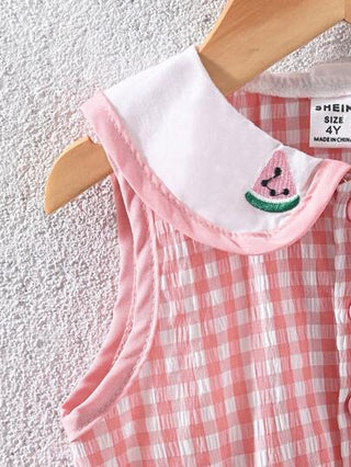 فستان أطفال Vintaside Kids فستان بناتي أكمام بلا أكمام مزين بطبعة التفاح, بقصة الريف الطراز الطازج والأنيق, مناسب للعب في الخارج وتجمعات العطلات, يبرز سحر الطفولة الحيوي, لفصلي الربيع والصيف