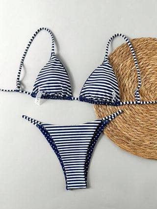 طقم تانكيني حريمي Swim Mod مجموعة بكيني وتانكيني نسائية قابلة للعكس مع طباعة شريطية ونقطية قطعتين