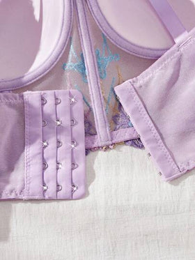 SHEIN قطعة واحدة من ملابس داخلية نسائية مطرزة بسلك داخلي، بسيطة وعصرية، مناسبة للملابس الداخلية الصيفية الجذابة