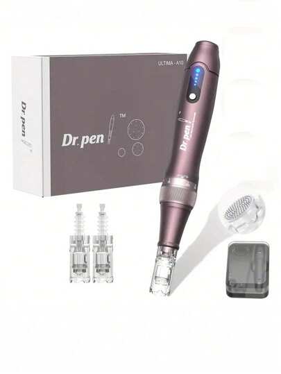 قلم الإبر الدقيقة Dr.Pen A10 - قلم إبر دقيقة احترافي، مناسب للجسم، قابل للشحن عبر USB - طقم أدوات العناية بالبشرة، يشمل 2 رأس استبدال، هدية للأمهات والنساء
