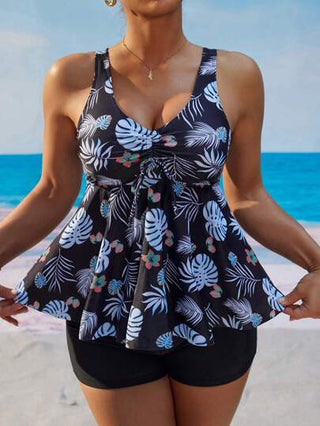 طقم تانكيني حريمي Swim Lushoire طقم ملابس سباحة بيكيني مطبوع بطبعة استوائية، لقضاء العطلات على الشاطىء