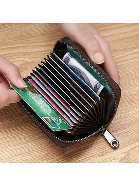محفظة بطاقات أعمال 11-18 بطاقة، محفظة متعددة البطاقات، محفظة صغيرة للعملات، منظم بطاقات متعدد للرجال والنساء، للتسوق اليومي، تخزين بطاقات الائتمان والرحلات المدرسية، حماية RFID (أسود)