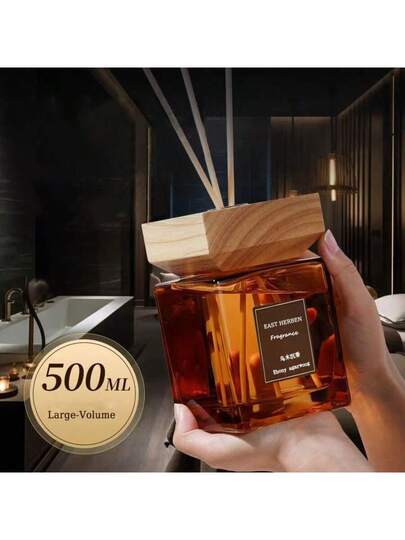 1 قطعة مجموعة مبخر قصبي سعة 500 مل، مناسب لديكور المنزل الداخلي، يتضمن 5 عصي عطرية، جهاز تبخير للغرف وغرف النوم ومغاسل الاستحمام، منعش للهواء