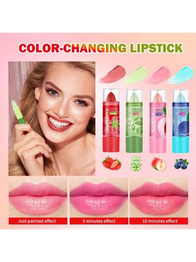 MISS FACTORX 8 قطع/صندوق طقم بلسم شفاه تغير اللون، 4 نكهات، معادل طويل الأمد مقاوم للماء لا ينتقل، لون شفاه لامع مرطب، هدية رائعة لعيد الأم وأعياد المرأة